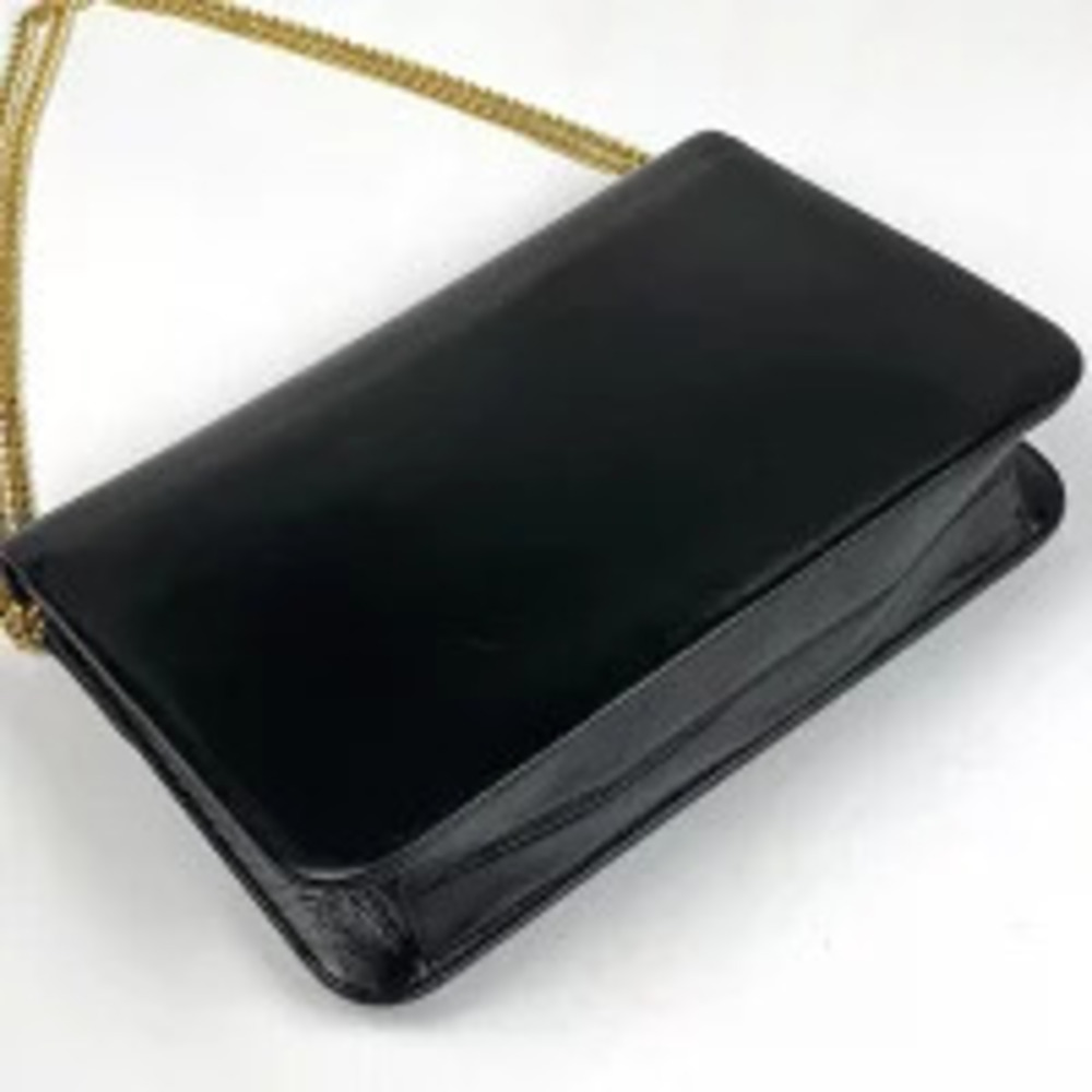 Dior black bag  Christian shoulder chain clutch leather